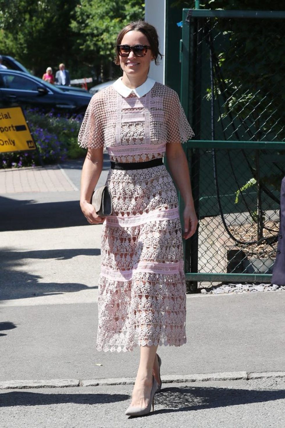 LONDON, ENGLAND - JULY 05: Pippa Middleton seen arriving at Day 3 of Wimbledon 2017 on July 5, 2017 in London, England. (Photo by Neil Mockford/GC Images)