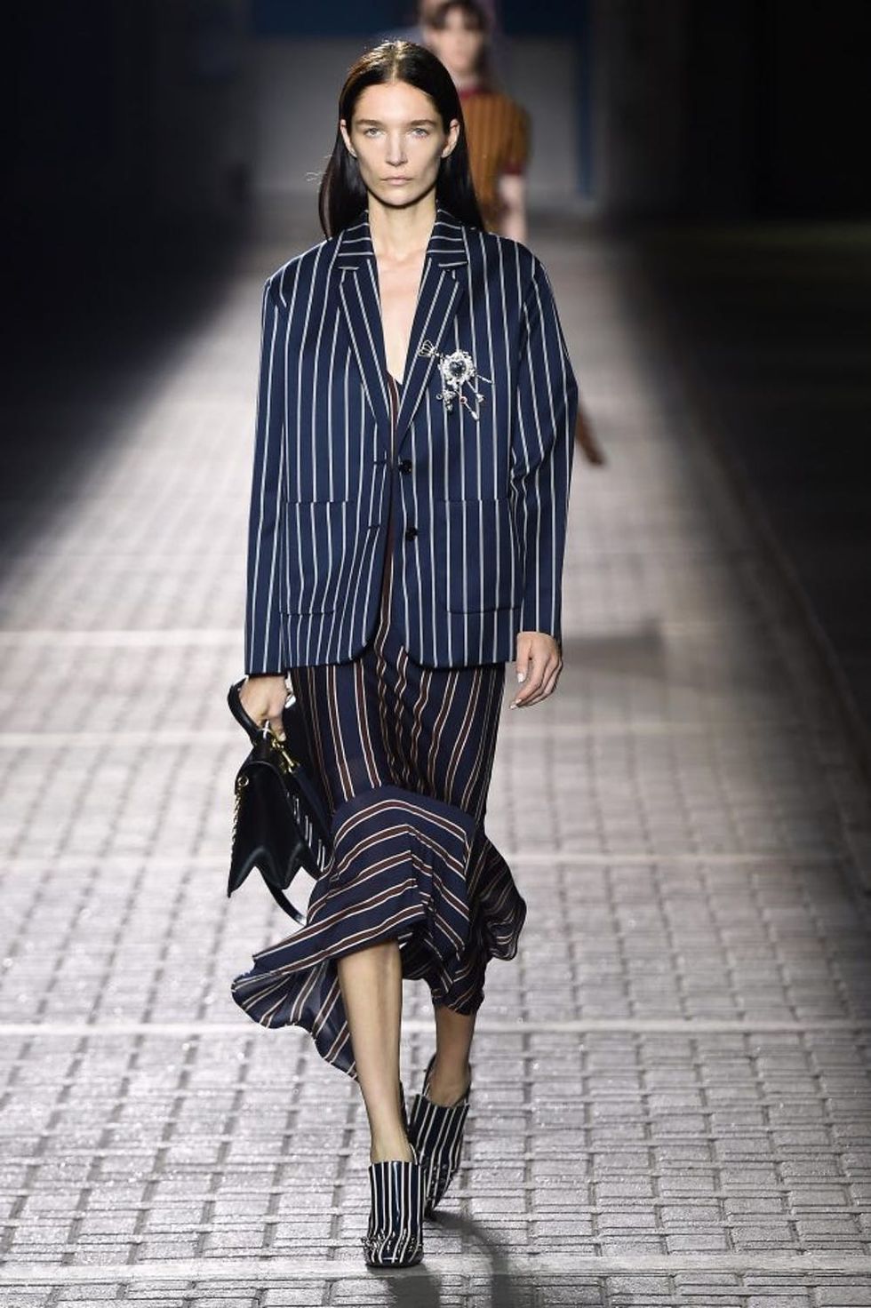 LONDON, ENGLAND - SEPTEMBER 18: A model walks the runway at the Mulberry Spring Summer 2017 fashion show during London Fashion Week on September 18, 2016 in London, United Kingdom. (Photo by Catwalking/Getty Images)