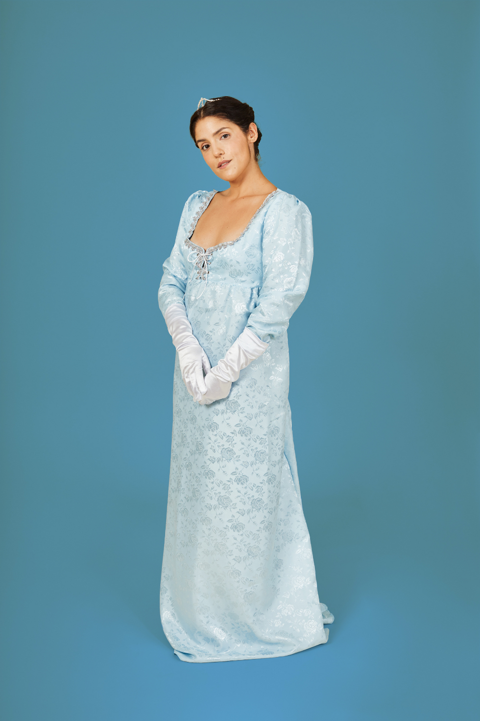 long blue gown for bridgerton costume