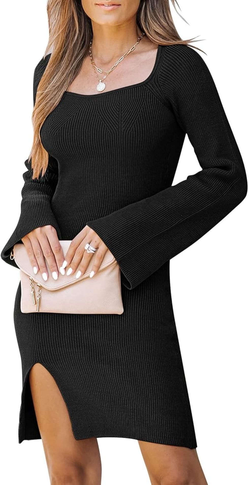 LookbookStore Square Neck Sweater Dress