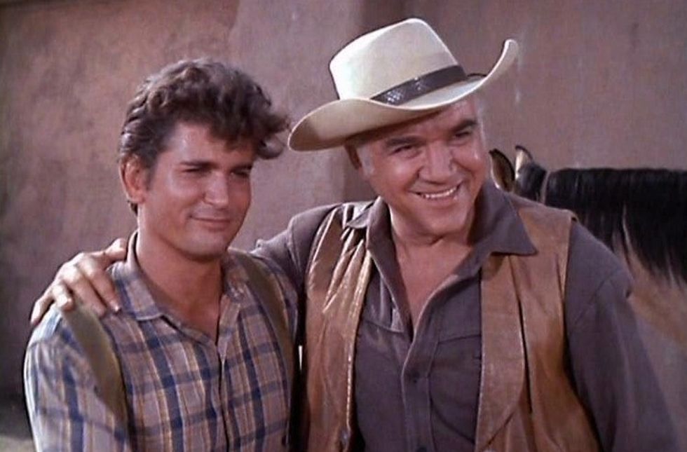 Lorne Greene and Michael Landon in Bonanza