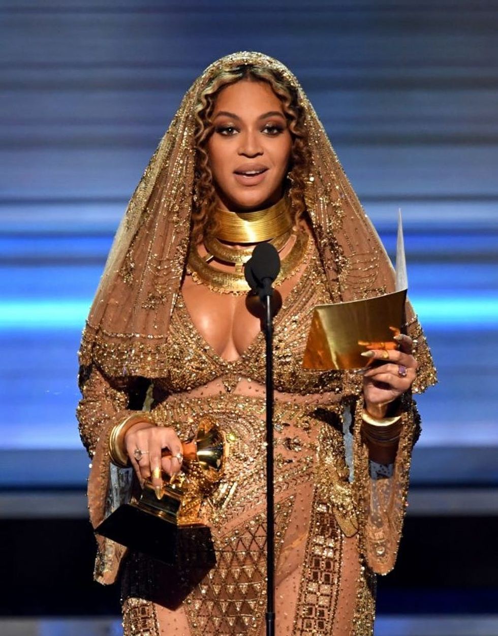 LOS ANGELES, CA - FEBRUARY 12: Recording artist Beyonce accepts the Best Urban Contemporary Album award for 'Lemonade' onstage during The 59th GRAMMY Awards at STAPLES Center on February 12, 2017 in Los Angeles, California. (Photo by Kevin Winter/Getty Images for NARAS)