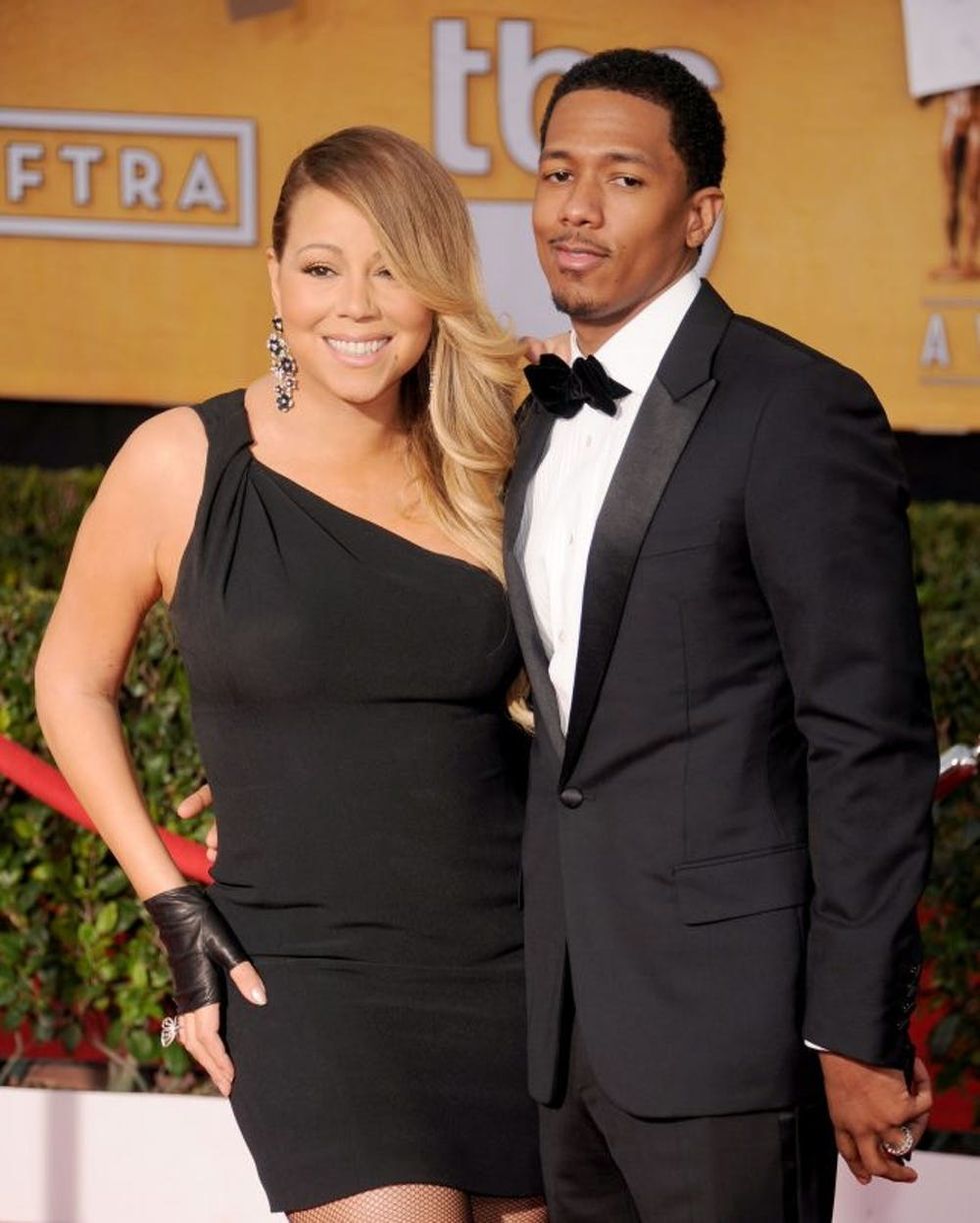 LOS ANGELES, CA - JANUARY 18: Singer Mariah Carey and actor/TV personality Nick Cannon arrive at the 20th Annual Screen Actors Guild Awards at The Shrine Auditorium on January 18, 2014 in Los Angeles, California. (Photo by Gregg DeGuire/WireImage)
