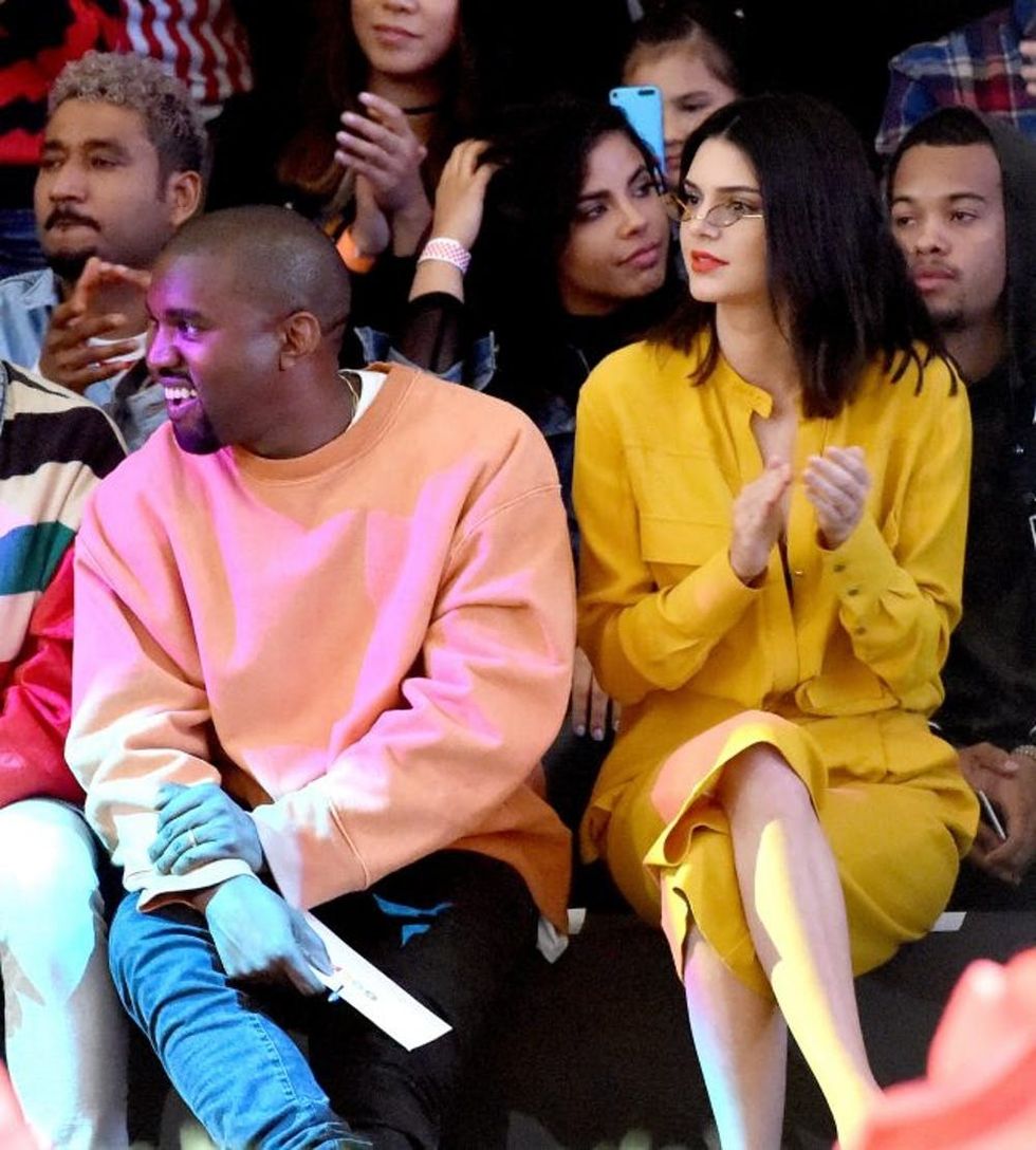 LOS ANGELES, CA - JUNE 11: Hip hop artist/designer/producer Kanye West (L) and model Kendall Jenner attend Tyler, the Creator's fashion show for Made LA at L.A. Live on June 11, 2016 in Los Angeles, California. (Photo by Kevin Winter/Getty Images)