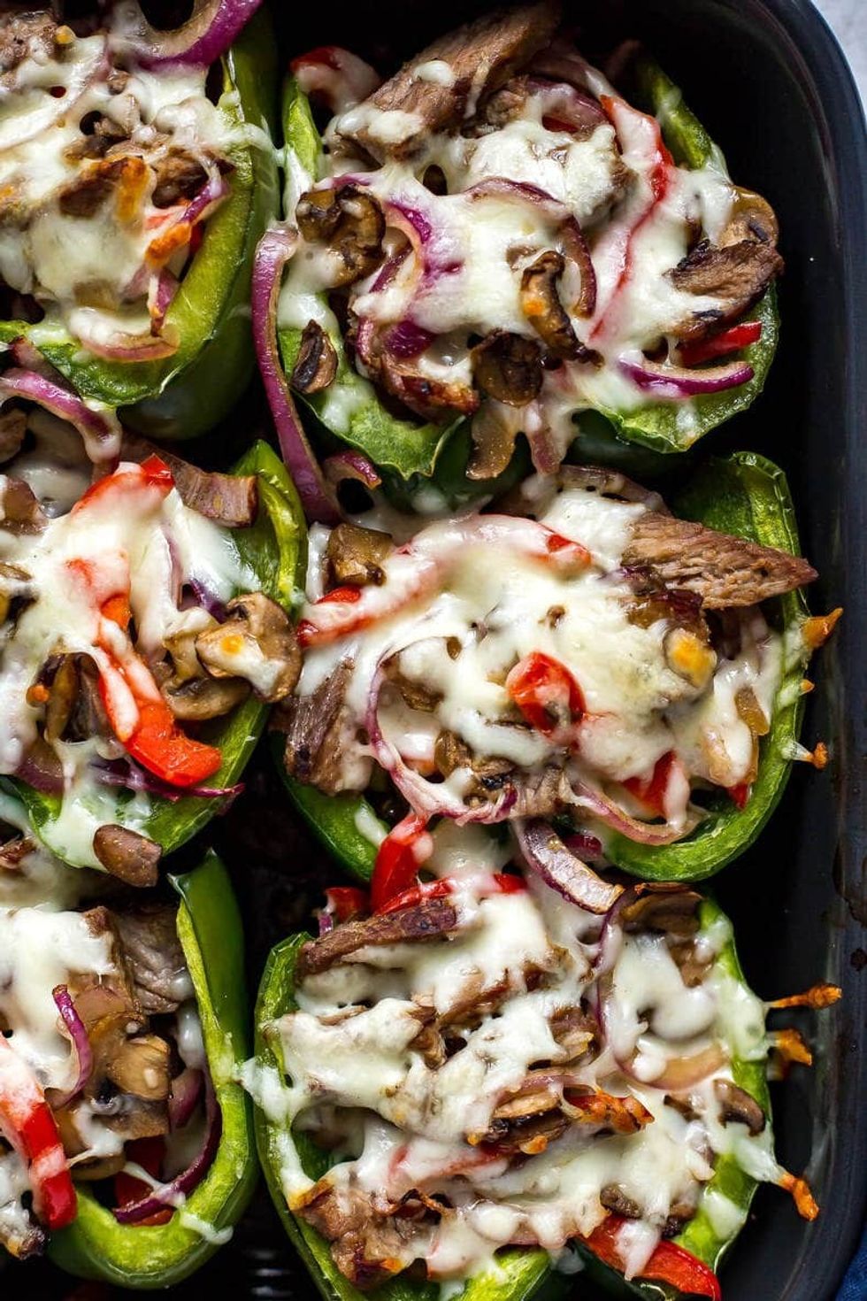 Low-Carb Philly Cheesesteak-Stuffed Peppers
