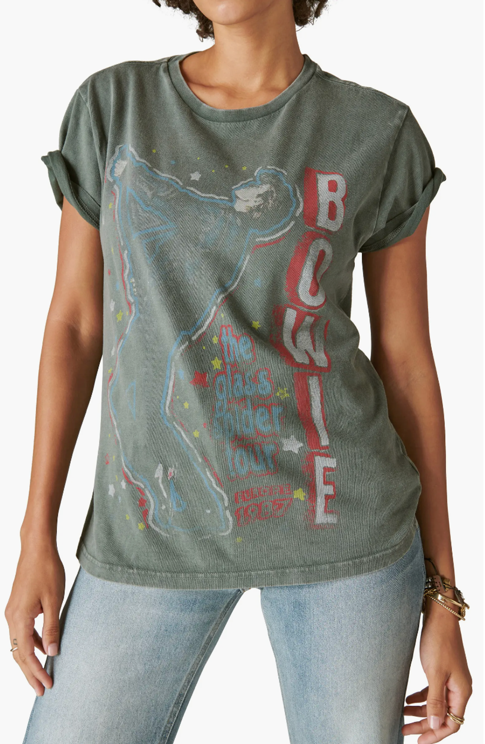 Lucky Brand Bowie Glass Spider Oversize Graphic T-Shirt