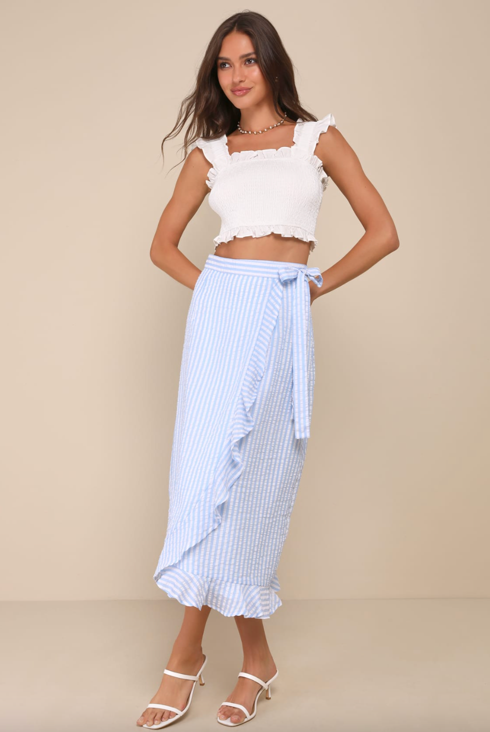 Lulu's Blue And White Seersucker Skirt