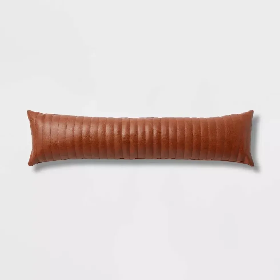 Lumbar Faux Leather Throw Pillow