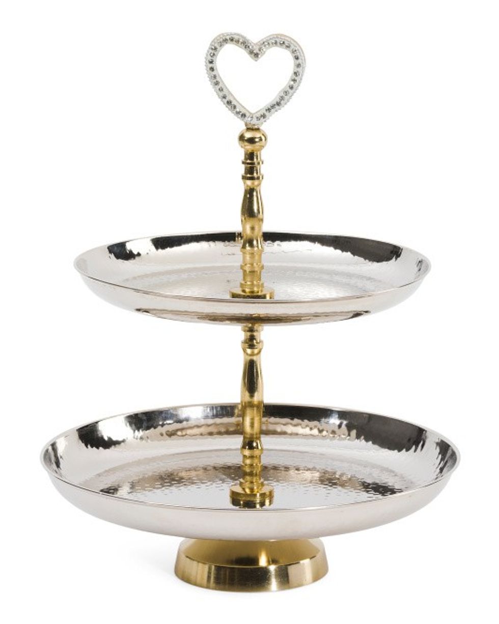 Made In India Large 2 Tier Bling Heart Server