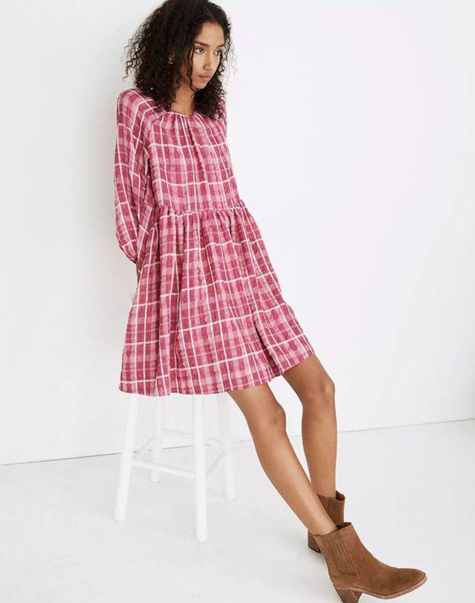 Madewell Plaid Pink Dress