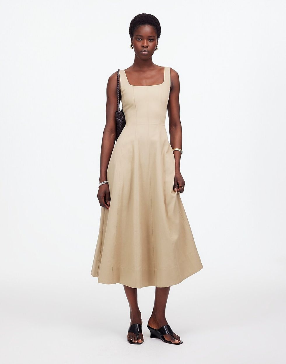 Madewell Seamed Squareneck Midi Dress