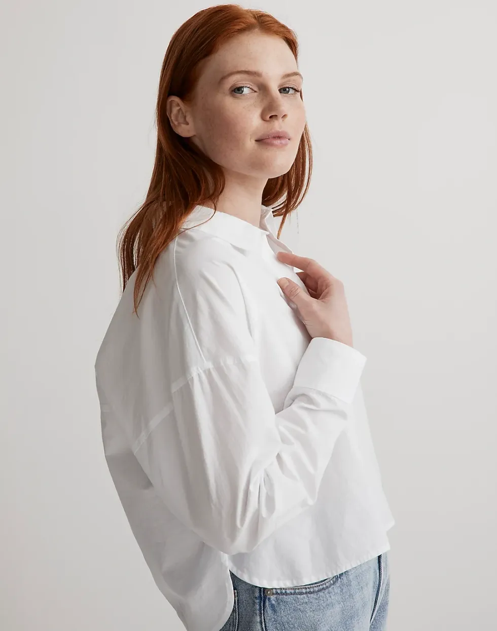 Madewell Signature Poplin Hartfield Crop Shirt