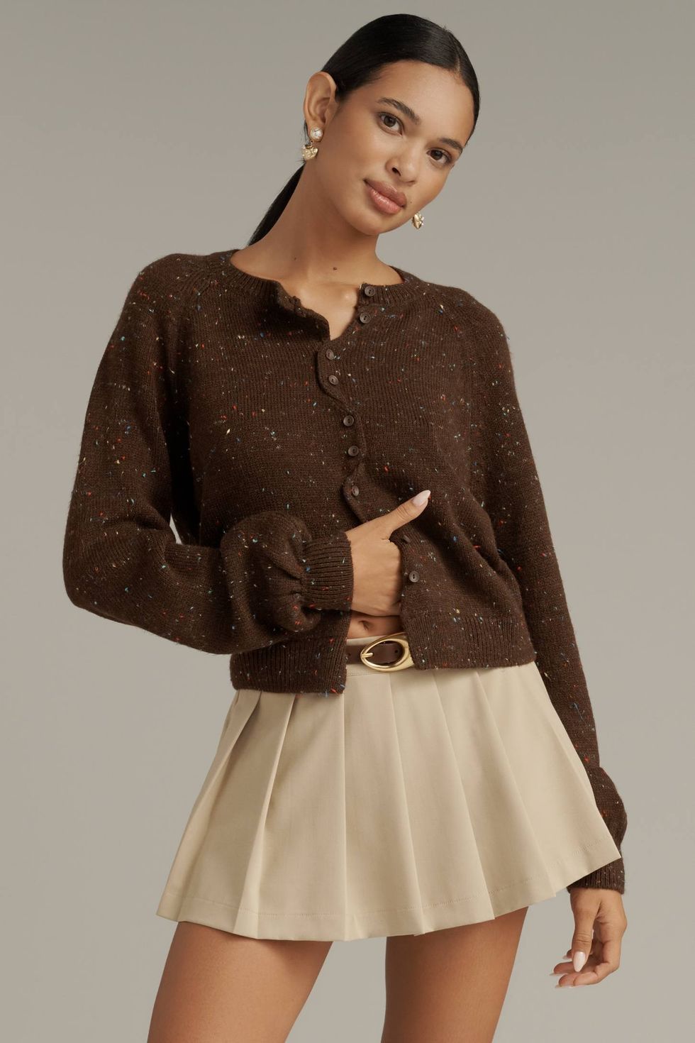 Maeve Scallop Placket Cardigan Sweater