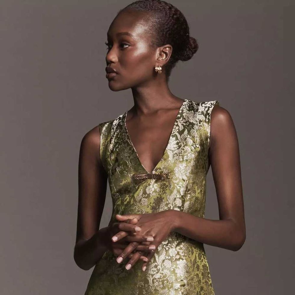 Maeve Sleeveless Brocade Shift Mini Dress