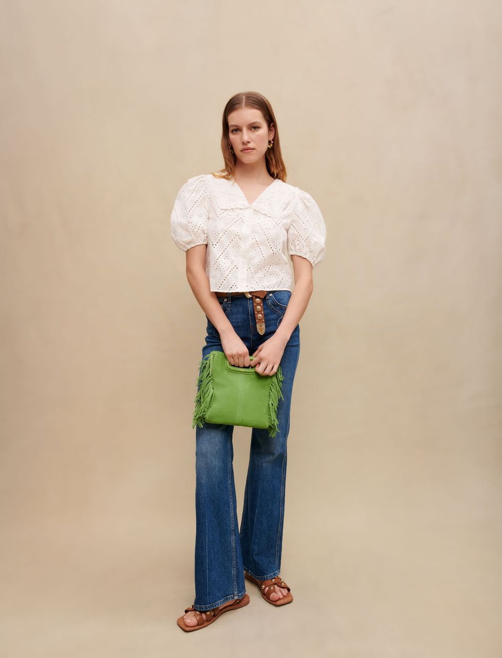 Maje Embroidered Cropped Shirt
