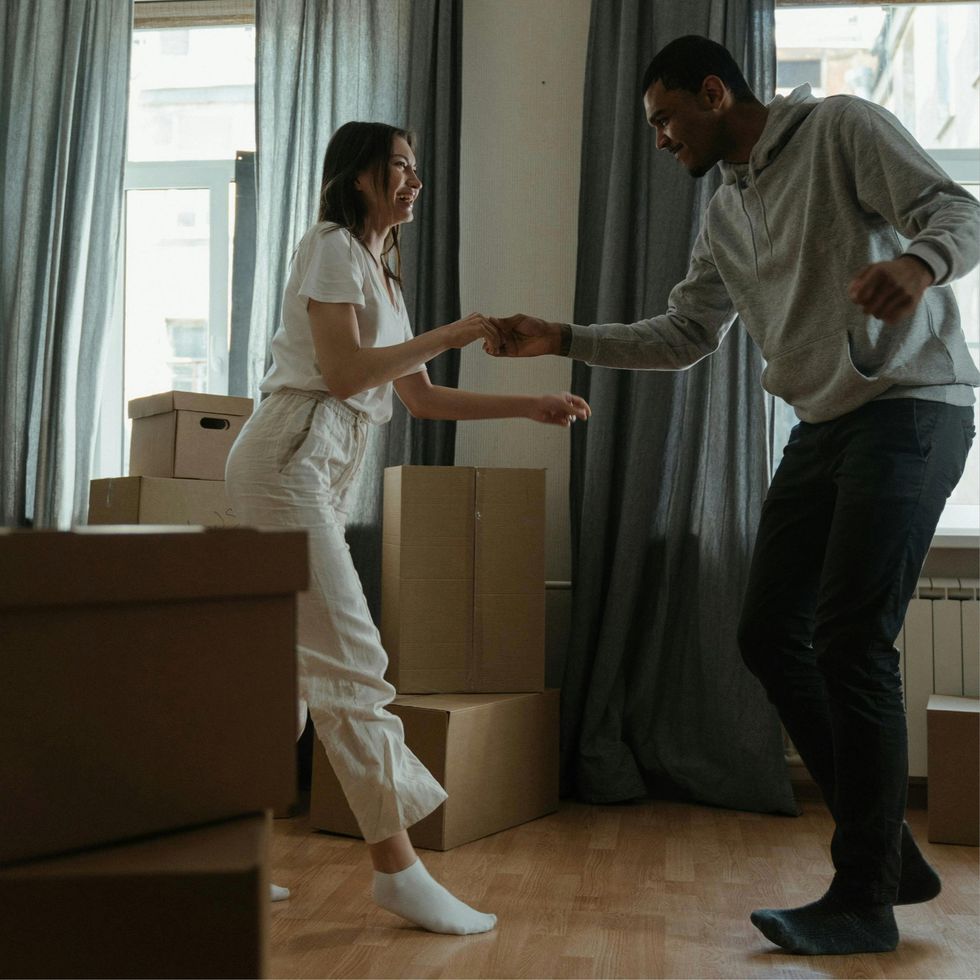 man and woman dancing together