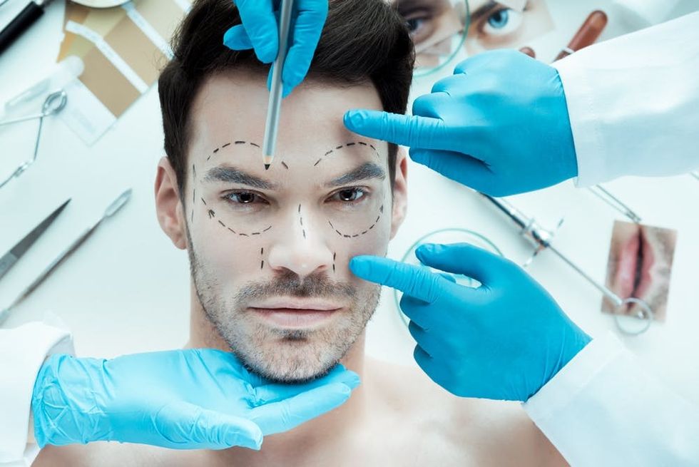 Man getting plastic surgery.