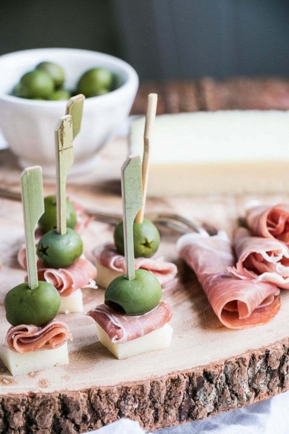 Manchego Cheese, Ham, and Olive Bites