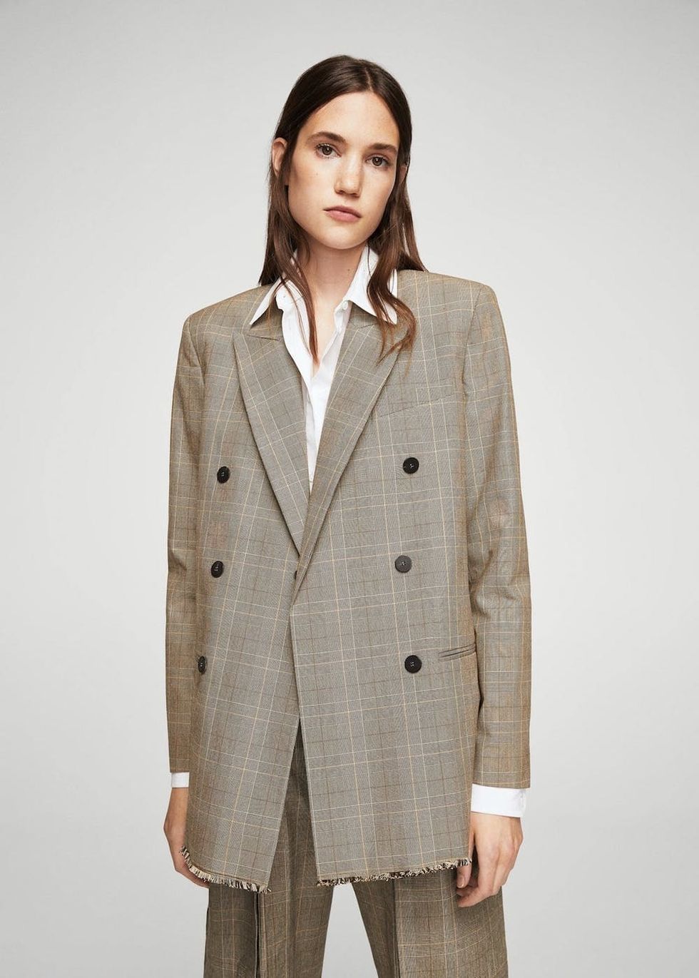 Mango Check Structured Blazer