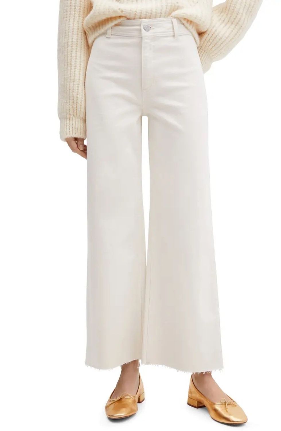 Mango Culotte White Jeans