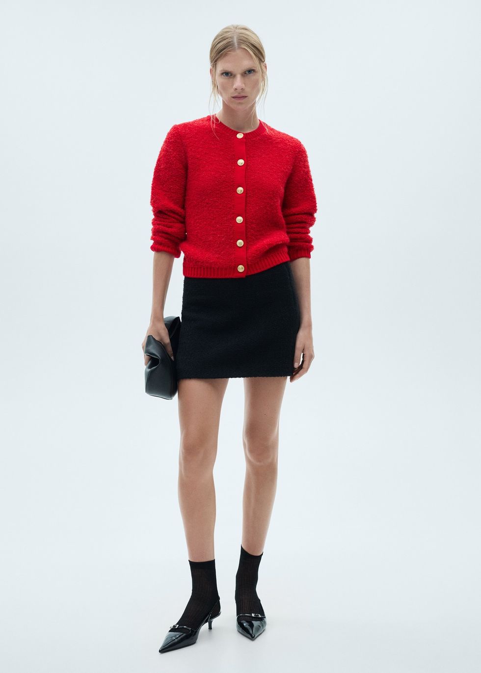 mango Curly-Knit Cardigan With Jewel Buttons