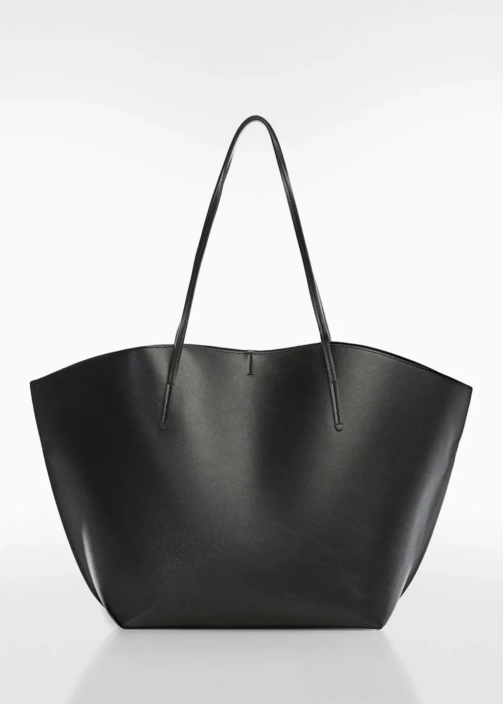 MANGO Double Handle Faux Leather Shopper Bag