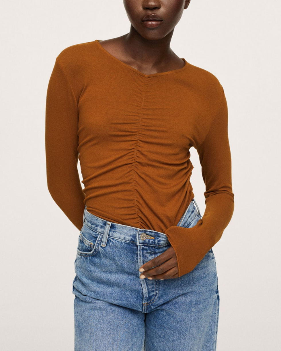 Mango Long T-shirt With Ruffles