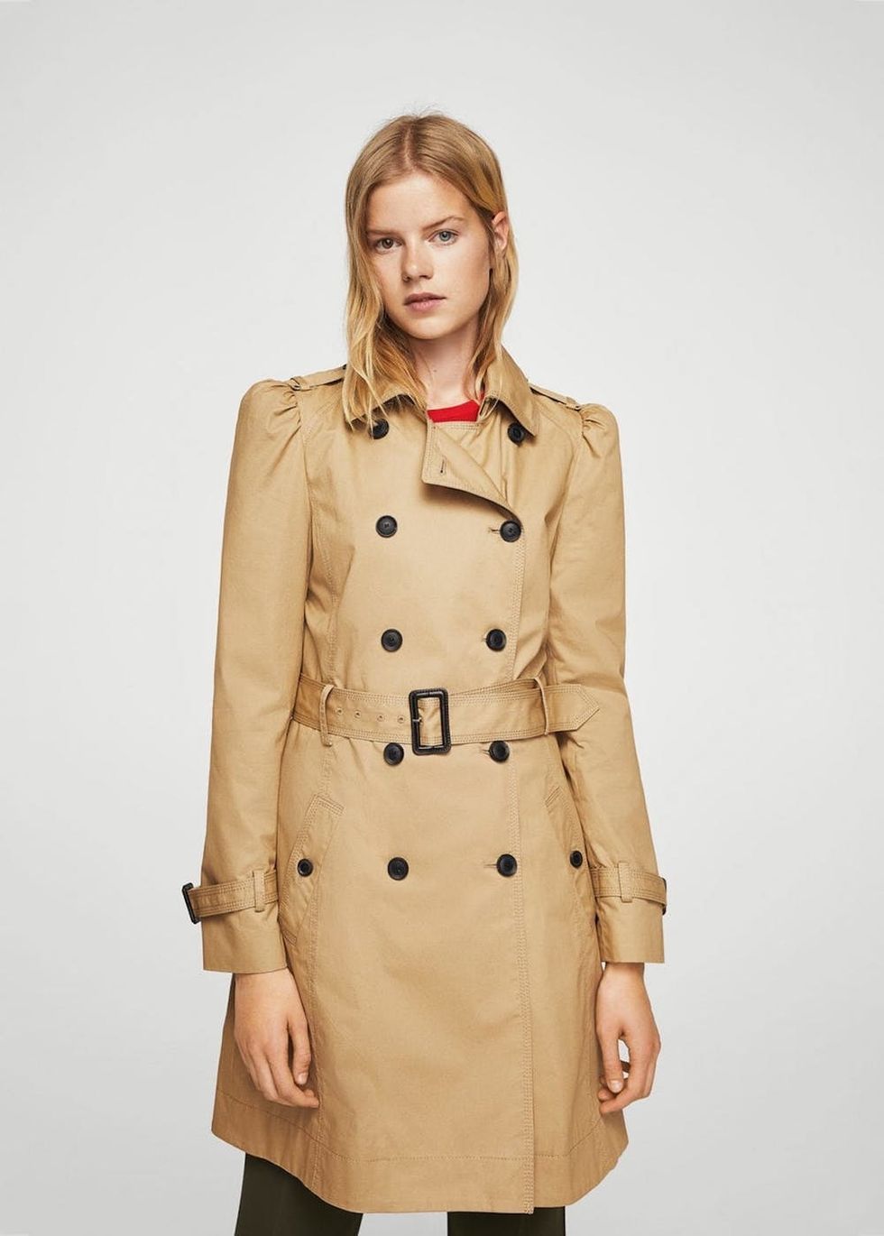 Mango Puffed-Shoulder Trench