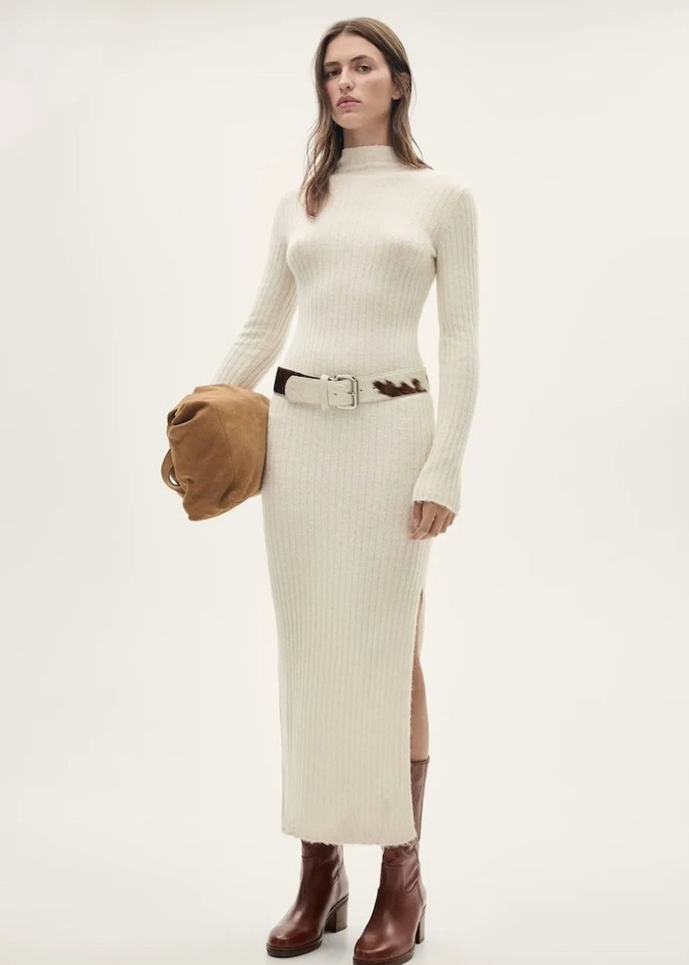 MANGO Ribbed Knit Dress With Opening