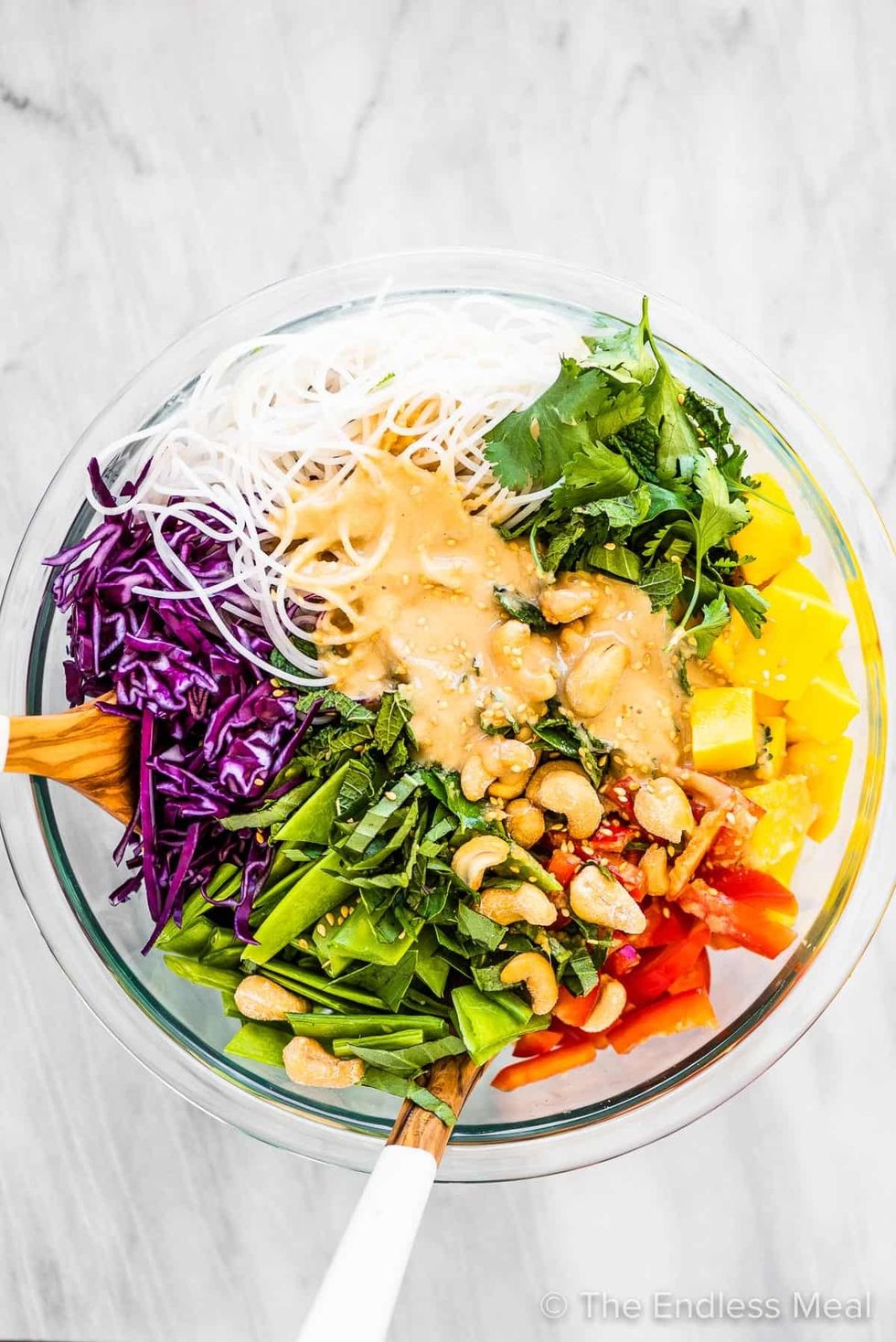 Mango Thai Noodle Salad with Sesame Ginger Dressing