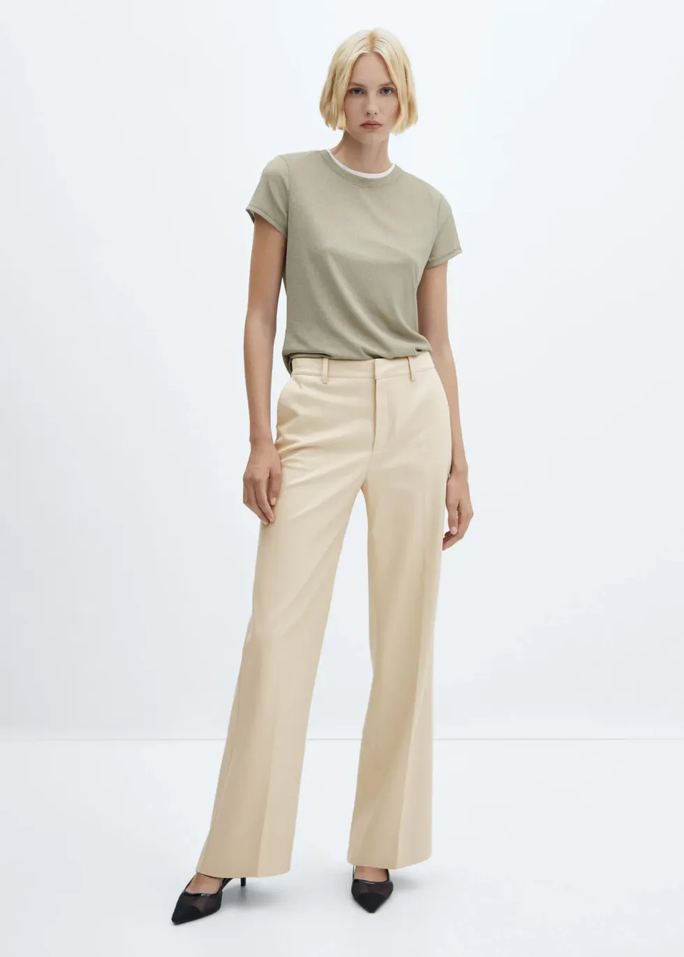 MANGO wide leg faux leather pants