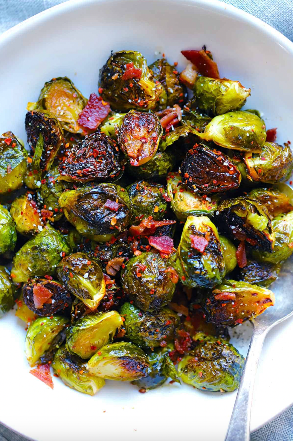 Maple Roasted Brussels Sprouts With Bacon