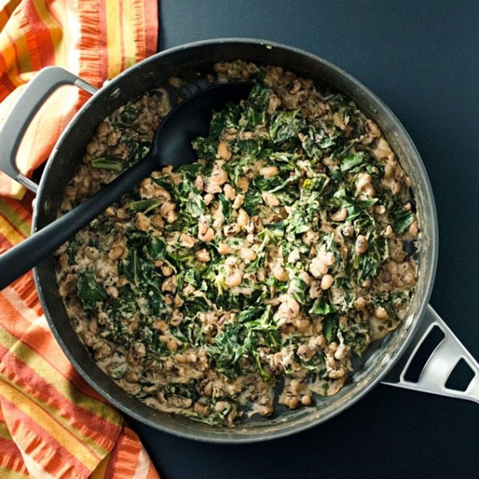 Maple Walnut Glazed Black-Eyed Peas With Collard Greens
