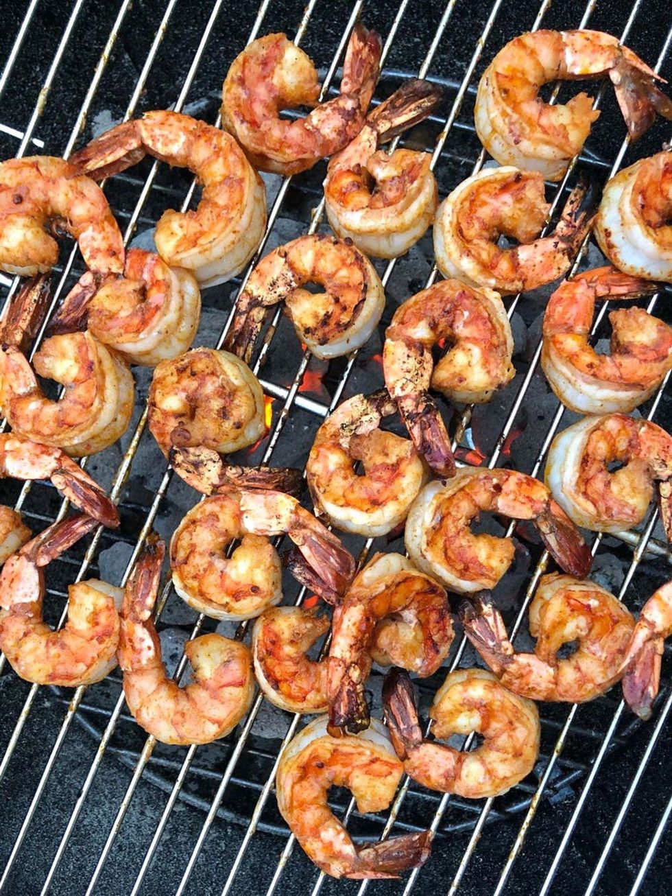 marinated shrimp on the grill