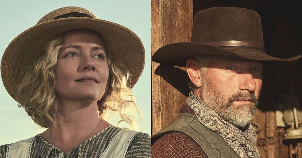 Marley Shelton and James Badge Dale as Emma Dutton and John Dutton Sr in '1923'