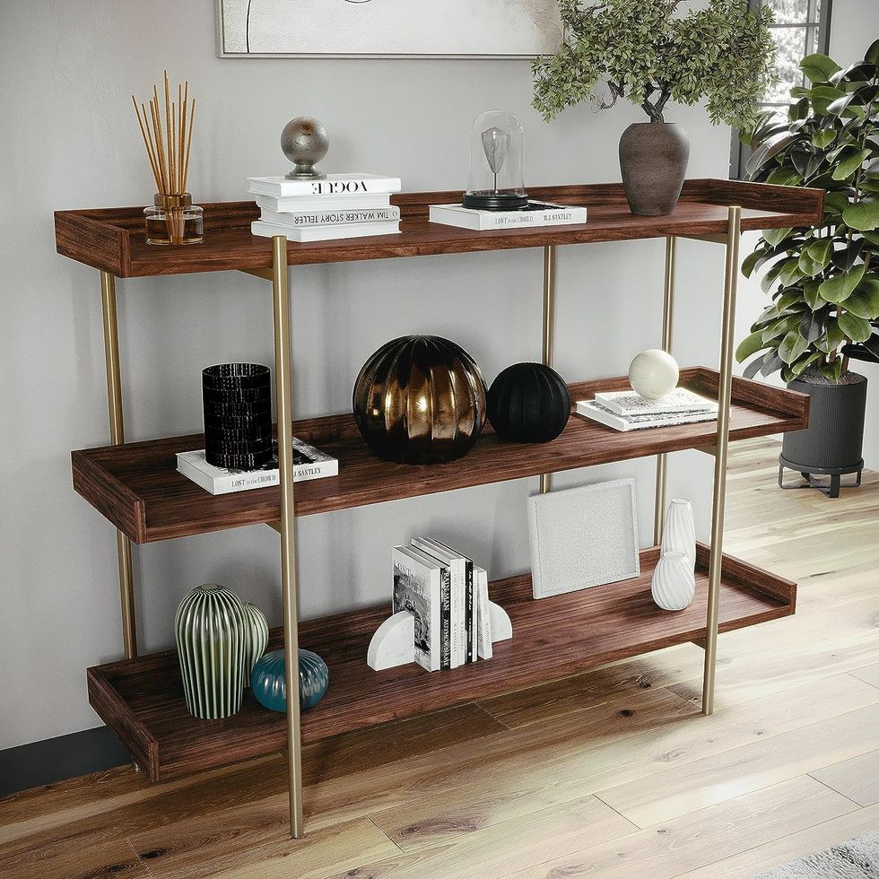 Martha Stewart Emmett 3-Shelf Bookcase with Vertical Metal Frame