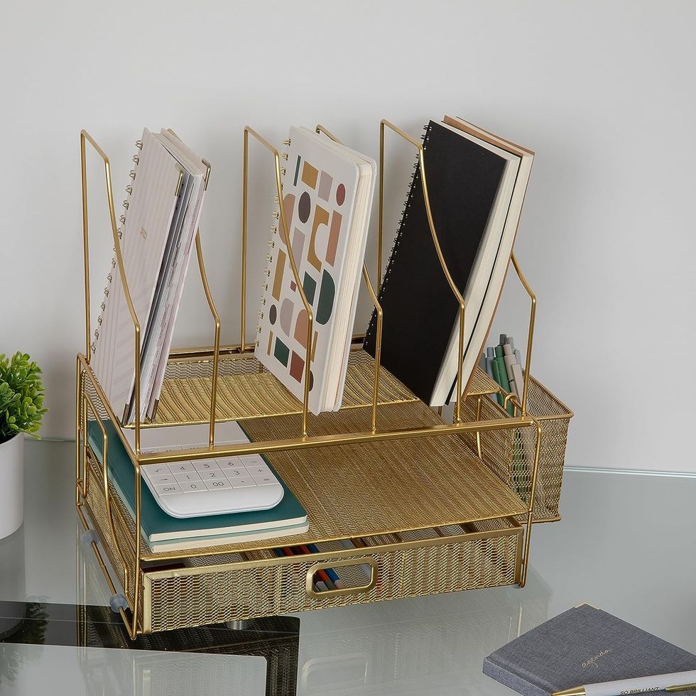 Martha Stewart Ryder Gold Mesh Desktop Organizer