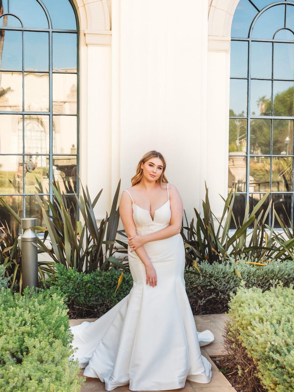 Martina Liana Fit-and-Flare Wedding Dress with Neck Cutout