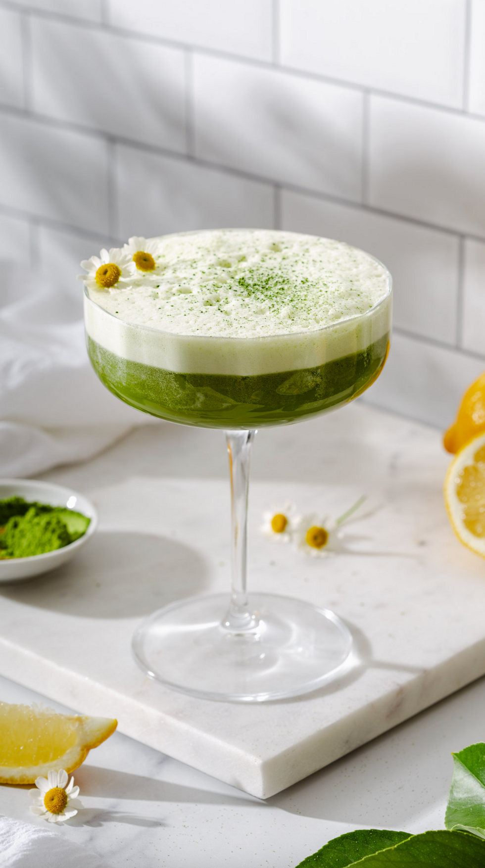 Matcha Gin Sour green cocktail recipe