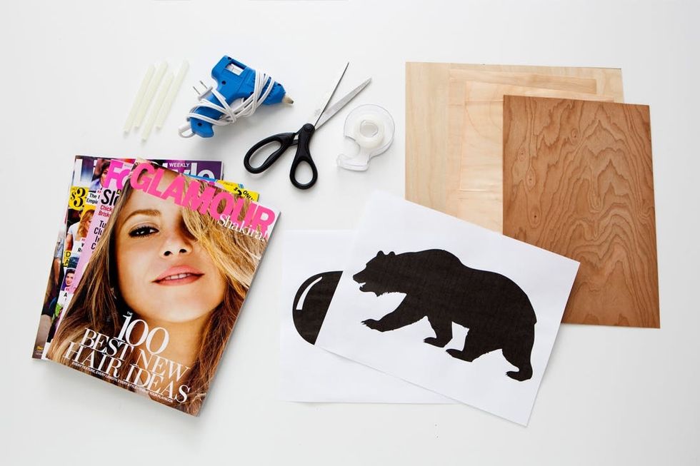 materials and tools for magazine wall art