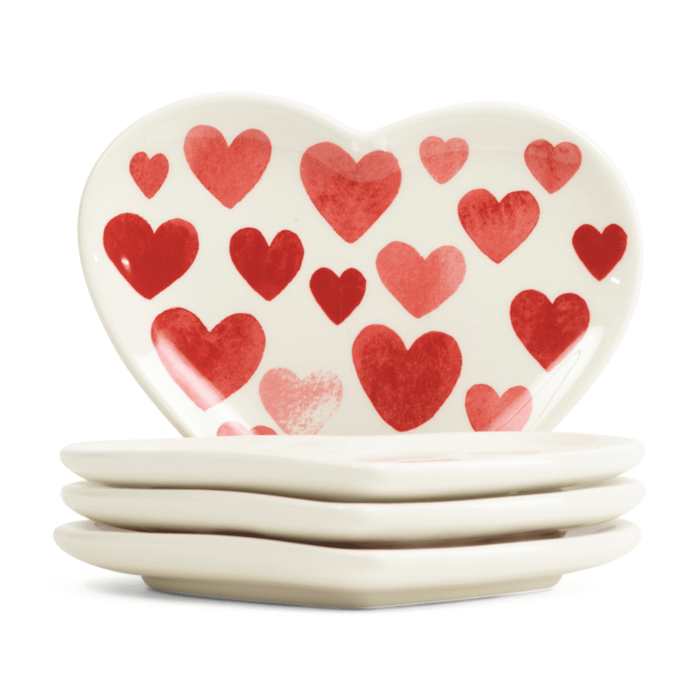 Maxcera Set Of 4 Love Heart Appetizer Plates