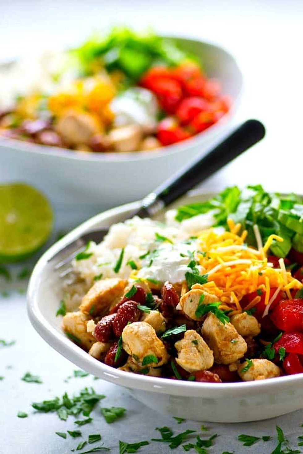 Meal Prep Pico de Gallo Chicken Burrito Rice Bowls