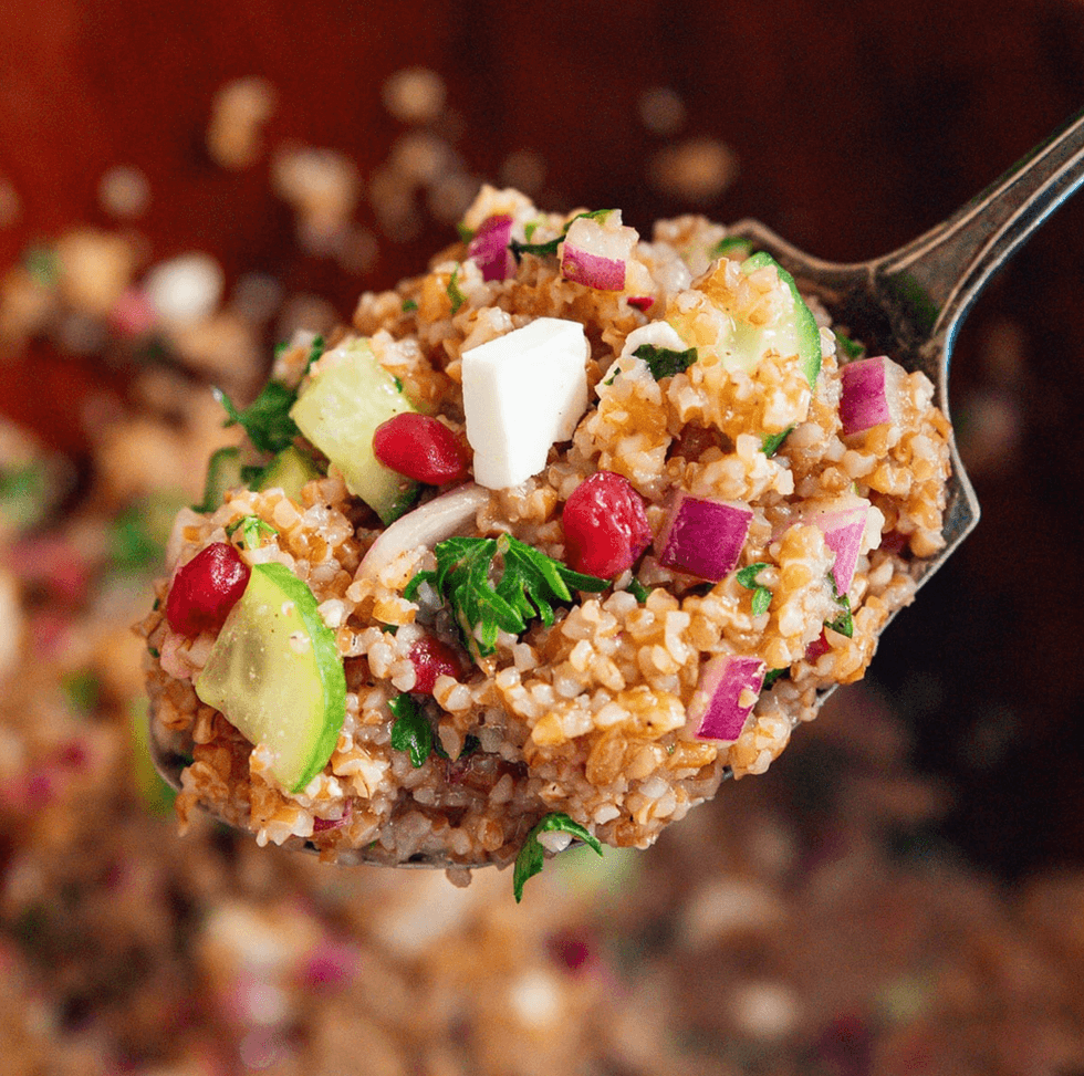 Mediterranean Bulgur Salad With Feta And Pomegranate