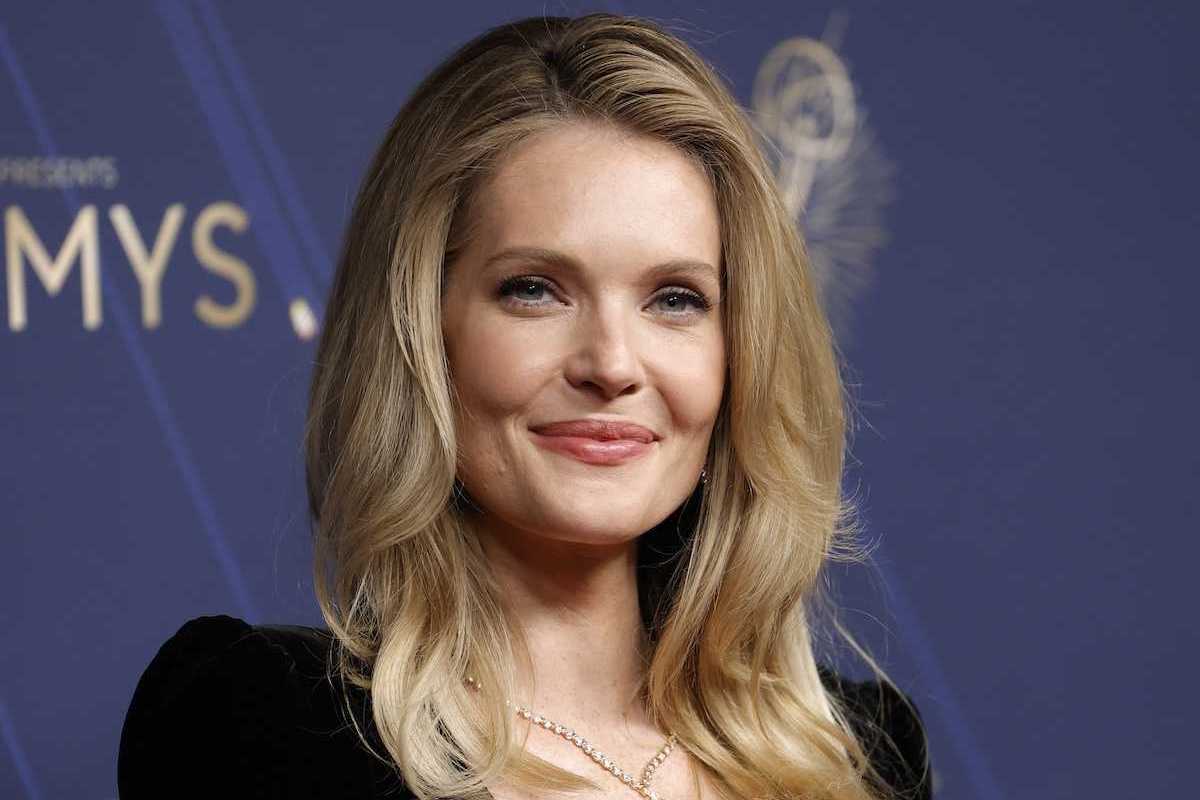 meghann fahy in a black dress at the emmys