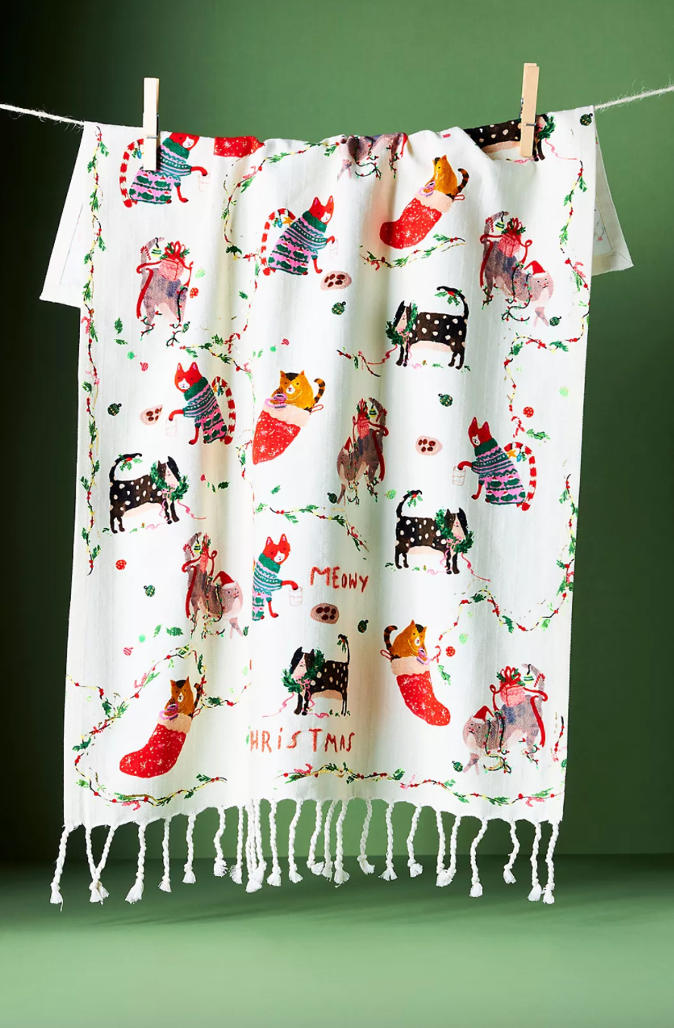 Meowy Christmas Dish Towel
