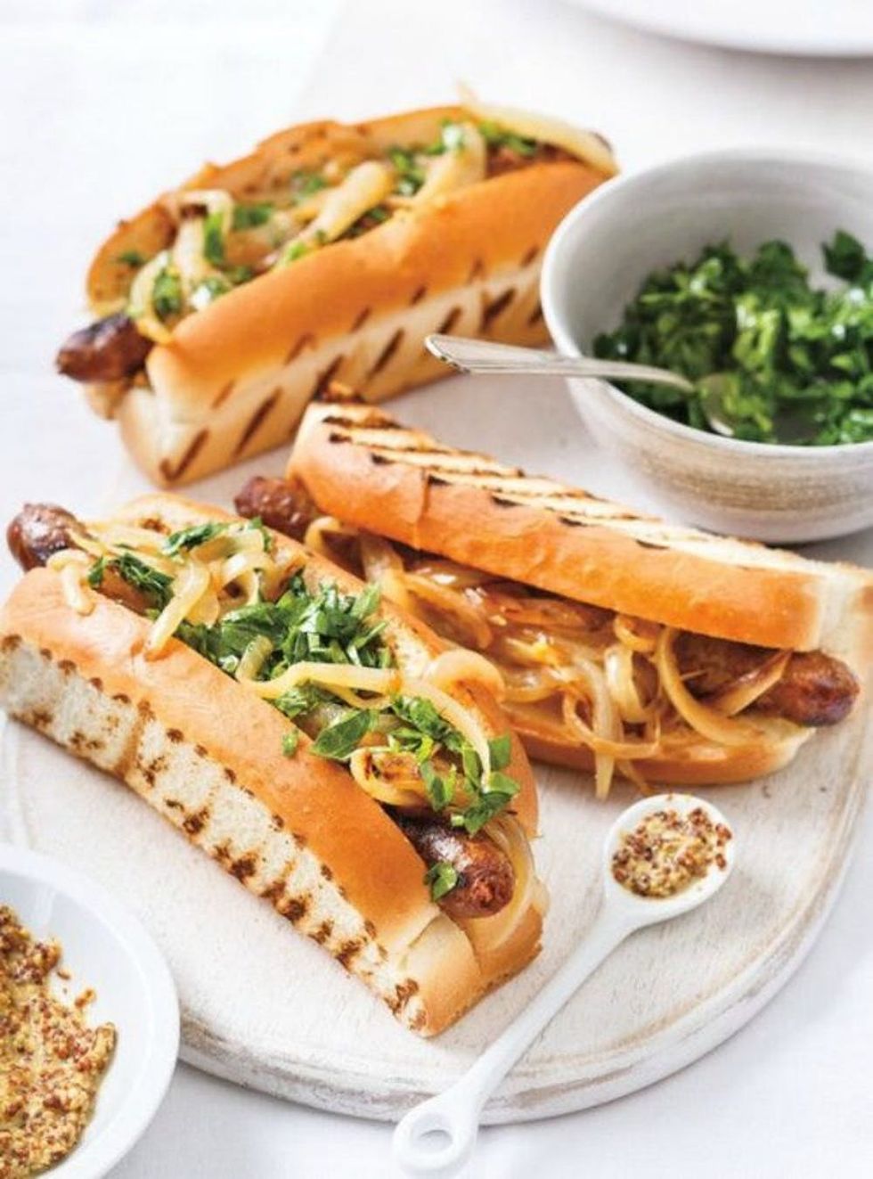 Merguez Hot Dogs With Caramelized Onions
