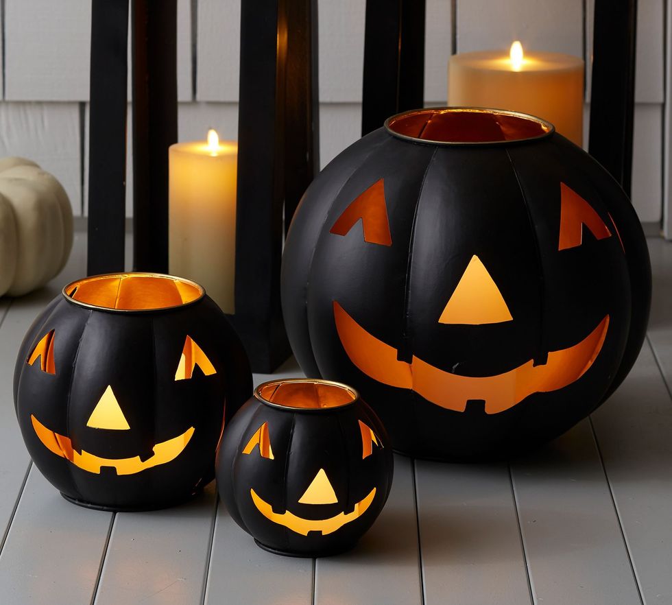 Metal Jack-O-Lantern Candleholders