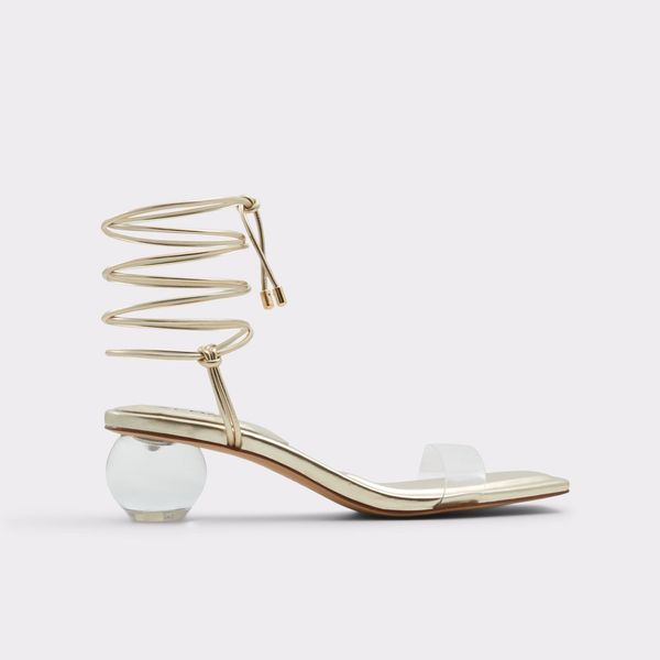 metallic strappy heeled sandal