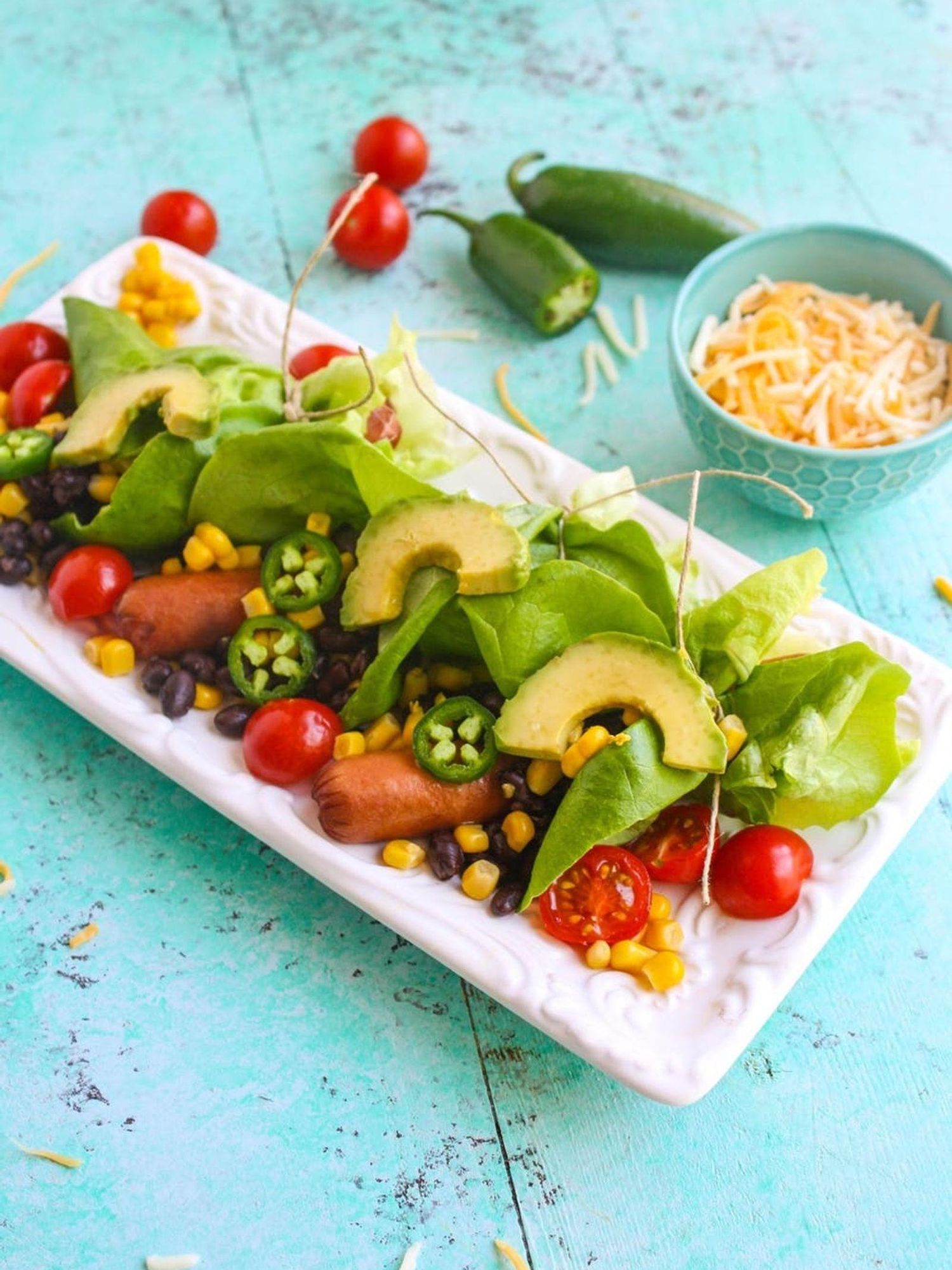 Mexican-Style Hot Dogs in Lettuce Wraps