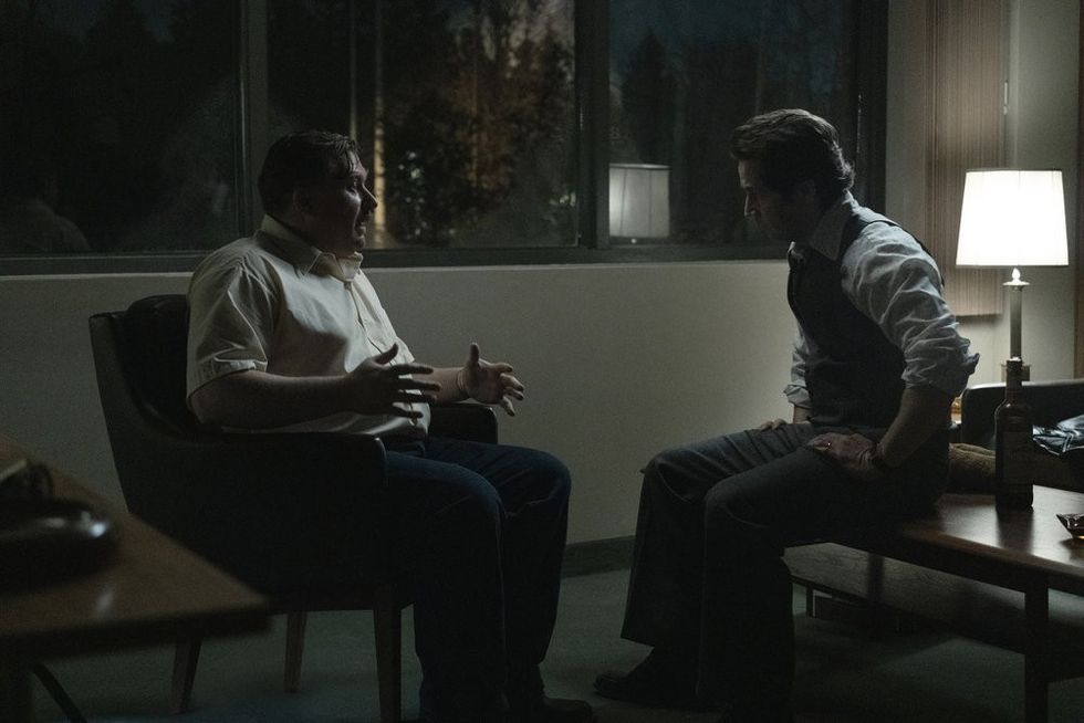 Michael Chernus and Michael Angarano in Devil In Disguise: John Wayne Gacy